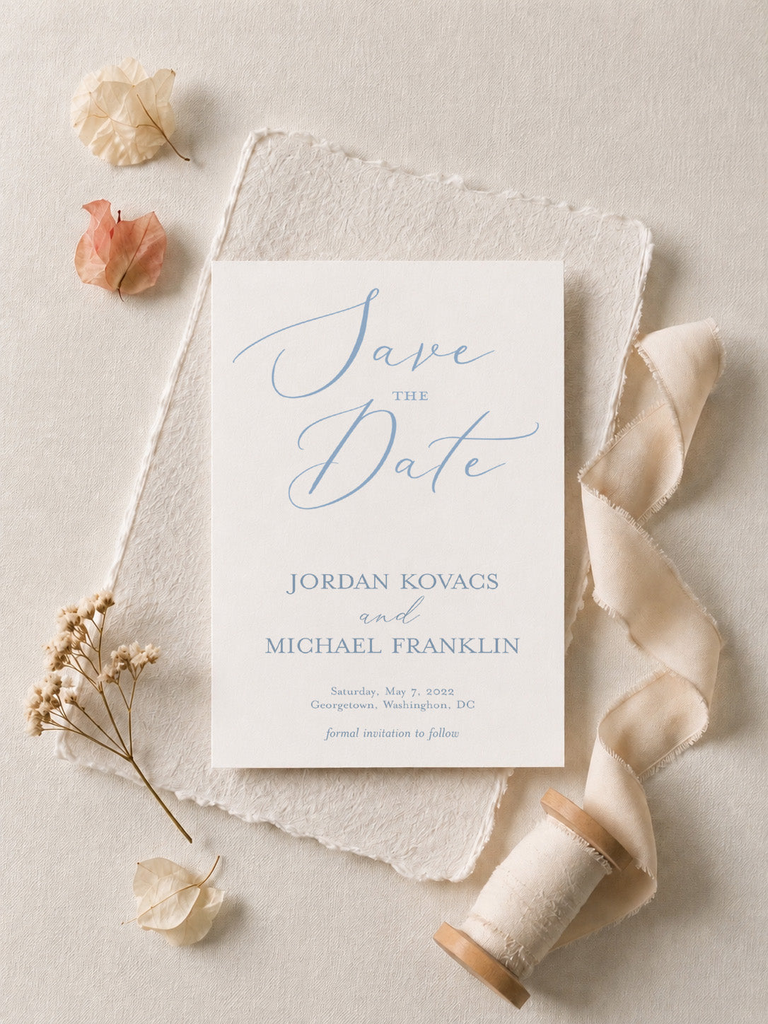 Elegant Script Save the Date Card